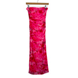 Pretty Garden Pink Floral Print Strapless Dress - Size S