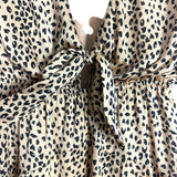 Sweet Pot Animal Print Satin Deep V Front Tie Dress- Size 8 (see notes)