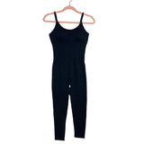 No Brand Black Ribbed Spandex Padded Jumpsuit- Size M