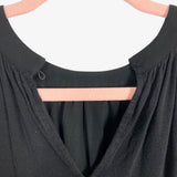 Loft Black with Embroidered Floral Sleeves Top- Size M (see notes)