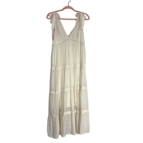 Jess Crum by Hazel and Olive Cream Crochet V-Neck Tie Strap Dress- Size S