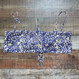ELE SWIMS Blue and White Printed Back Tie Swim Top- Size S (see notes)