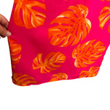 Aakaa Hot Pink Orange Palm Leaf Strapless Wide Leg Jumpsuit NWT- Size S