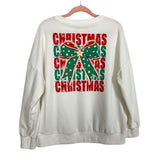 No Brand White Christmas Bow Sweatshirt- Size L