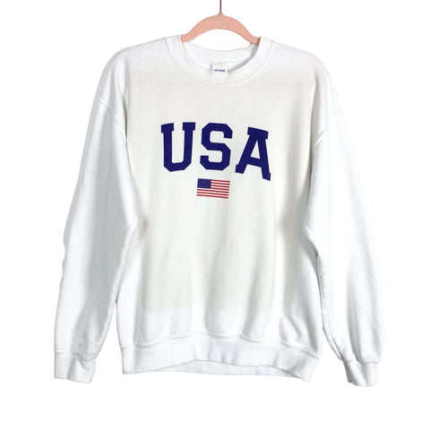 Gildan White USA Sweatshirt- Size M (see notes)