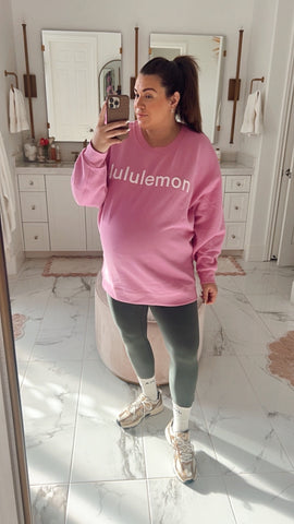 Lululemon Pink Logo Sweatshirt-Size ~14 (sold out online, no size tag, fits like a 14)