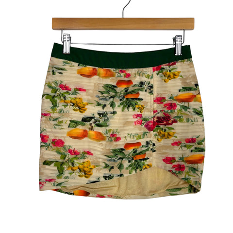 Rococo Sand Beige And Green Floral/Fruit Katy Mini Skirt NWT - Size XS (We Have Matching Top)