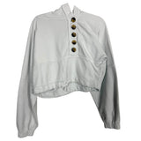Free People White Cropped Hooded Pullover Sweatshirt- Size S