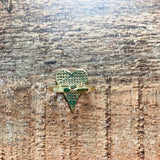 Gold Rhinestone Heart Adjustable Ring- Size 6/7
