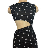 Skatie Black Polka Dot One Shoulder Side Cutout Dress- Size S