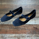 J Crew Navy Velvet Mary Jane Flats- Size 9