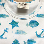 The Oaks Apparel White/Blue Nautical Print T-Shirt Dress- Size 3T (see notes)