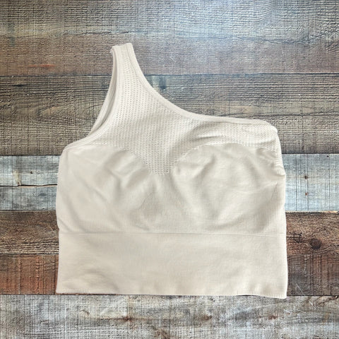 YPB White One Shoulder Sports Bra- Size S