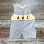 Stitchy Fish Smocked Football Jon Jon- Size 6M