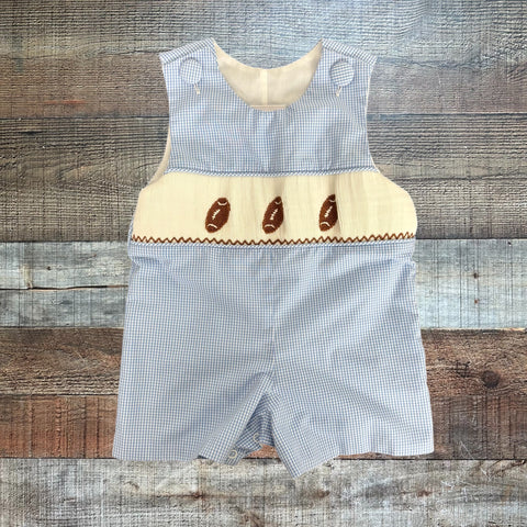 Stitchy Fish Smocked Football Jon Jon- Size 6M