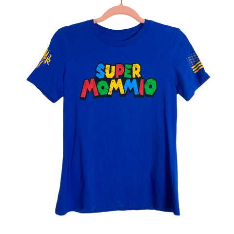 No Brand Blue Super Mommio Tee- Size ~XS (no size tag, fits like an extra small)