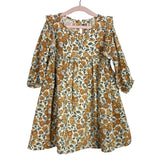Rylee + Cru Mustard/Sage Floral Print Muslin Dress-Size 2-3Y