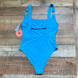 Ookioh Blue Overall Style Exposed Back One Piece NWT- Size L