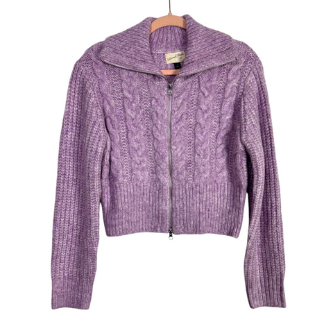 Universal Thread Purple Heather Cable Knit Zip Cardigan Sweater NWT- Size S