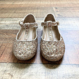 Nicola Bathie x Edgehill Collection Gold Glitter T-Bar Flats- Size ~12 (see notes)