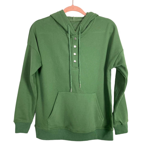 No Brand Green Snap Hooded Pullover- Size S