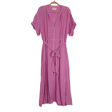 Xirena Pink Button Up Belted Maxi Dress - Size XL (sold out online)