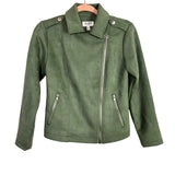 Candace Cameron Bure Olive Faux Suede Moto Jacket - Size XXXSP (See Notes, sold out online)