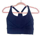 Enavant Navy Striped Cutout Back Sports Bra- Size S