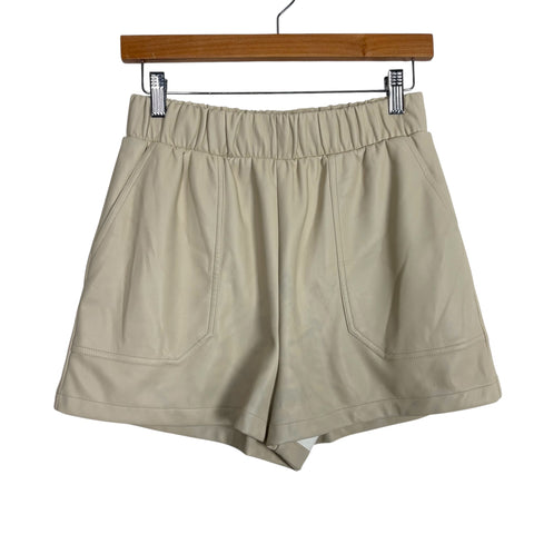 Steve Madden Cream Faux Leather Shorts - Size S (See Notes)