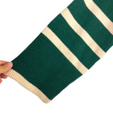Entro Green and Cream Striped Wide Sleeve Sweater- Size S