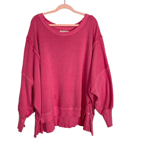 We the Free Rose Pink Wide Neck with Exposed Seams Sweatshirt NWT- Size M (see notes)