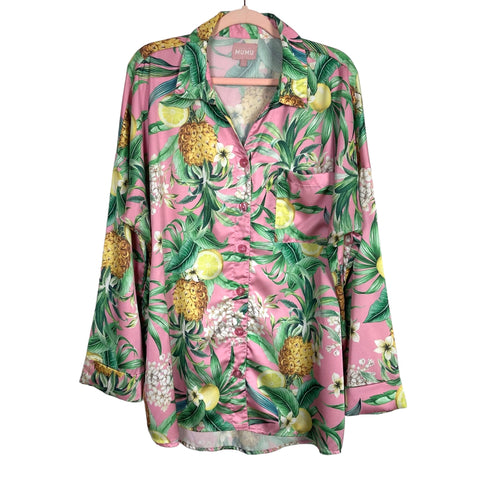 Show Me Your Mumu Pink Floral Two Piece Pajama Set- Size L (see notes, sold as a set)