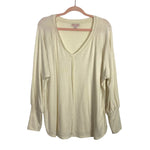 Knox Rose Cream V-Neck Front Seam Sweater- Size XXL