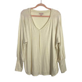 Knox Rose Cream V-Neck Front Seam Sweater- Size XXL