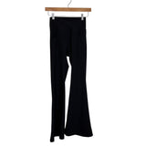 No Brand Black Ribbed Crossover Waist Flare Pants- Size S (Inseam 29.5”)