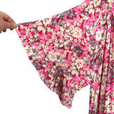 GiGio Pink Cream Grey Floral Front Tie Dress- Size M