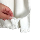 Umgee White Linen V-Neck Raw Hem Tunic Top- Size L (see notes)