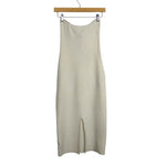 Lillusory Off White Front Twist Strapless Sweater Dress with Back Slit - Size S