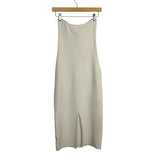 Lillusory Off White Front Twist Strapless Sweater Dress with Back Slit - Size S