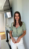 Lovers And Friends Matcha Green Carissa Ruffle Sweater Top - Size S