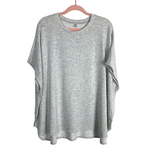 Lou & Grey Heathered Grey Fleece Lined Side Slit Top- Size L/XL