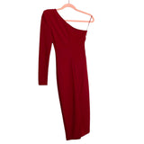 Mossman Red One Shoulder Faux Wrap Skirt with Gathered Detail Now and Forever Dress- Size 2