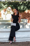Petal + Pup Black Ruffle with Back and Side Cut Out Yvonne Jumpsuit- Size S