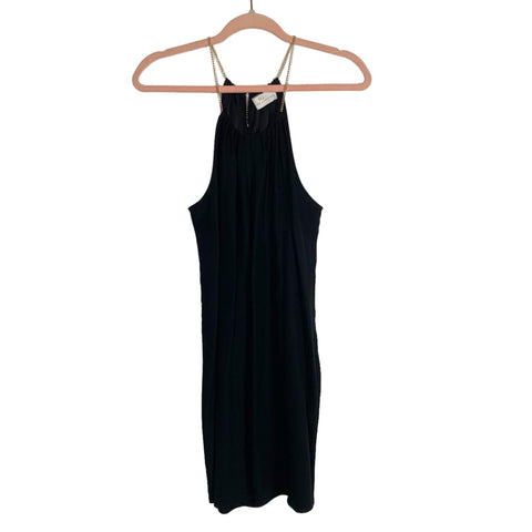 Amanda Uprichard Black Silk Gold Chainlink Neckline Front Keyhole Dres The Saved Collection Amanda Uprichard Black Silk Gold Chainlink Neckline Front Keyhole Dres The Saved Collection