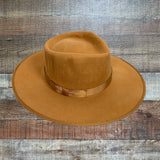 No Brand Camel Belted Wool Wide Brim Hat (See Notes)