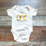 Navi Baby White with Gold Glitter 12 Pack Monthly Onesies (New in Box)