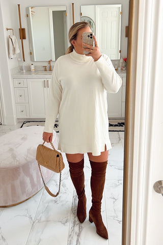 Steve Madden Cream Thin Mock Neck Sweater Dress- Size XL (sold out online)