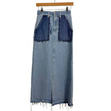 Rails Denim Front Slit Distressed Patchwork Skirt- Size 24