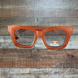 Ryan Simkhai Eyeshop Orange Boxy Frame Polarized Sunglasses NEW