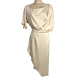 Garnerstyle x Fashion to Figure Champagne Faux Silk Wide Neckline Asymmetrical Hem Dress NWT- Size 0/XL (see notes)